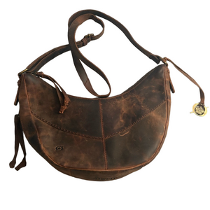 Born Brown Leather Hobo Distressed Shoulder Bag Purse Y2K